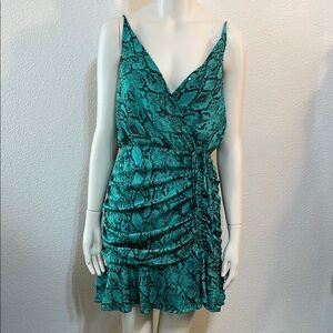 DO+BE Green Snake Print Wrap Dress